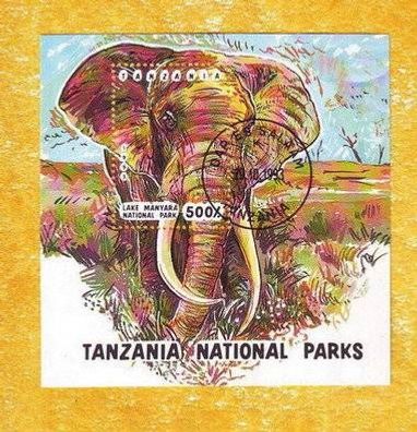 Motivblock aus Tansania - Elefant gestempelt