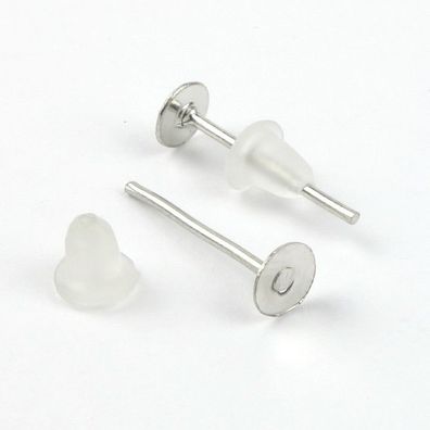 100 Ohrstecker Stopper Rohlinge Farbe Silber 12mmx4mm Ohrringe Schmuck Basteln
