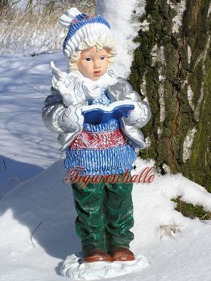 Winter Junge Schnee Dekoration Winterliche Figur Statue Mütze Handschue Haustür