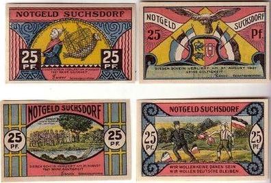 4 Banknoten Notgeld Gemeinde Suchsdorf 1921