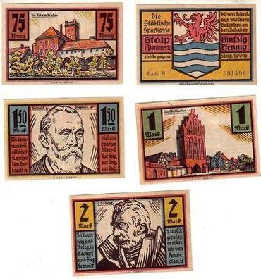 5 Banknoten Notgeld Stadt Stolp in Pommern 1921