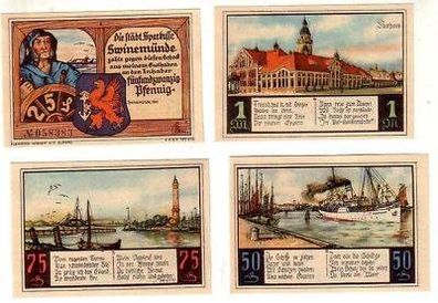 4 Banknoten Notgeld Stadt Swinemünde um 1921