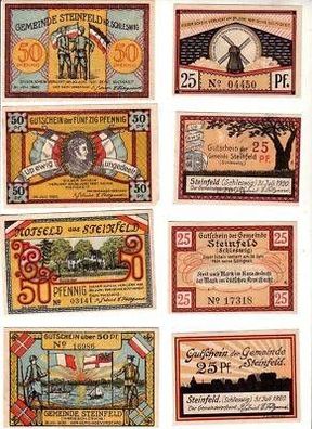8 Banknoten Notgeld Gemeinde Steinfeld 1920