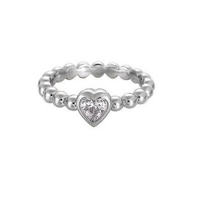 Esprit Damen Ring Silber Zirkonia Pellet Heart ESRG91751A1