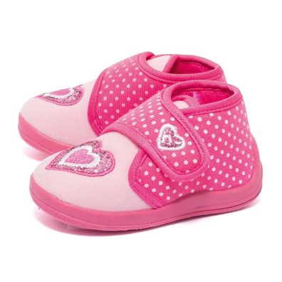 Mädchen Kinder Fleece Hausschuhe rosa pink Klettverschluß Puschen Slipper Schuhe