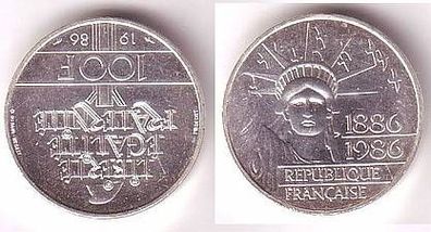 100 Franc Silber Münze Frankreich 1886-1986