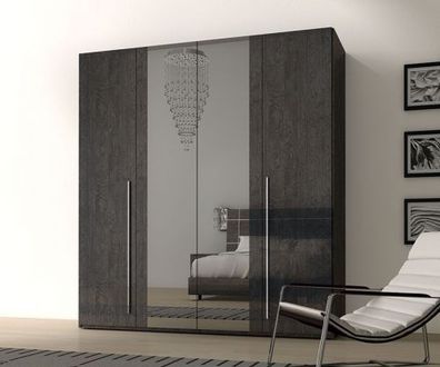 Kleiderschrank SARAH GREY BIRCH, italienische luxus Möbel, 4 -türgig mit Spiegel