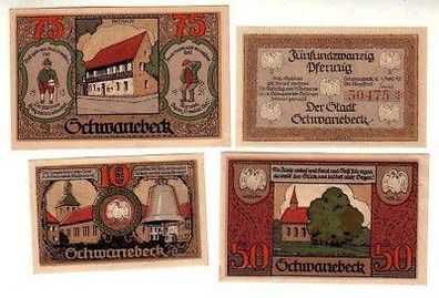 4 Banknoten Notgeld Stadt Schwanebeck 1921