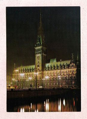 Postkarte- Hamburg ( Rathaus bei Nacht) neu