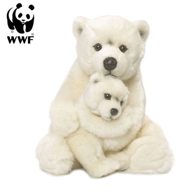 WWF Plüschtier Eisbärmutter mit Baby (32cm) Kuscheltier Bär Lebensecht NEU