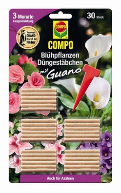 COMPO Blühpflanzen Düngestäbchen mit Guano, 30 Stück