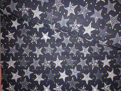 Softshell Stoff Sterne mit Muster dunkelblau Verkaufseinheit 0,25 m
