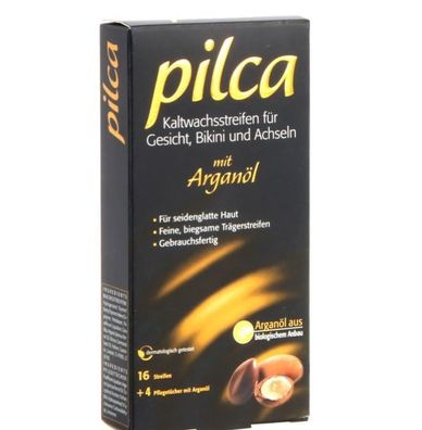 16 Streifen Pilca Kaltwachsstreifen für den Körper mit Arganöl für Seidenglatte Haut