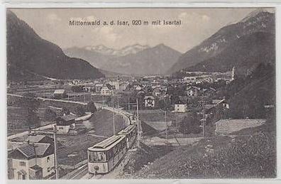 43591 Ak Mittenwald a.d. Isar Bahnlinie um 1910