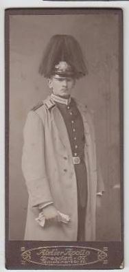 43570 Foto Soldat Sachsen Helm mit Paradebusch um 1910