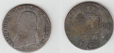 4 Groschen Silber Münze Preussen 1808