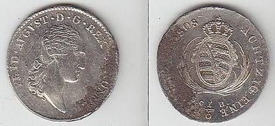 1/6 Taler Silber Münze Sachsen 1808