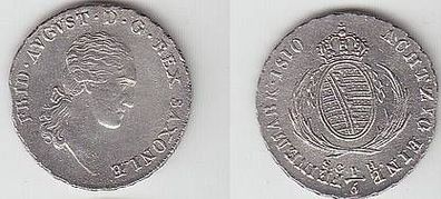 1/6 Taler Silber Münze Sachsen 1810 SGH