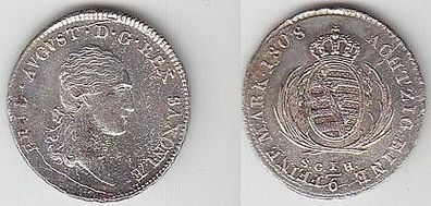 1/6 Taler Silber Münze Sachsen 1808 SGH