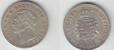 1/6 Taler Silber Münze Sachsen 1869 B