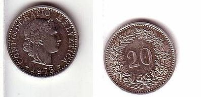 20 Rappen Nickel Münze Schweiz 1975 vz+
