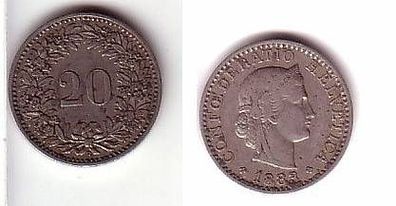 20 Rappen Nickel Münze Schweiz 1883 ss