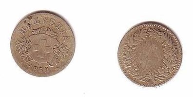 20 Rappen Nickel Münze Schweiz 1850 f. s