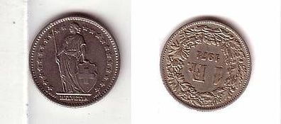 1 Franken Nickel Münze Schweiz 1971 ss+