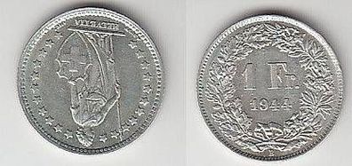 1 Franken Silber Münze Schweiz 1944 ss+