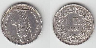 1 Franken Silber Münze Schweiz 1910 ss+
