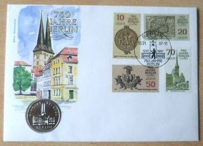 DDR Numisbrief 5 Mark 750 Jahre Berlin Nikolaiviertel