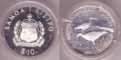 10 Dollar Silber Münze Samoa 1992 Wasservögel