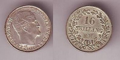 16 Skilling Silber Münze Dänemark 1856