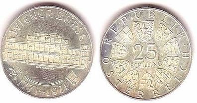 25 Schilling Silber Münze Österreich Wiener Börse 1971