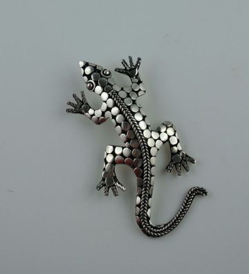 Gecko Anhänger aus Bali Sterling Silber tribal Brosche