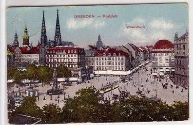 43401 Ak Dresden Postplatz u. Wilsdruffer Str. um 1920