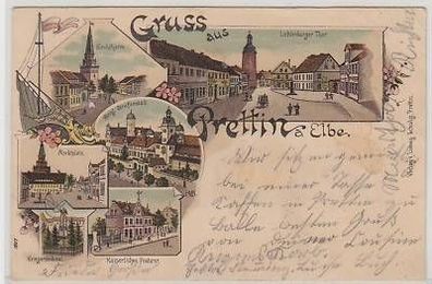 43890 Ak Lithographie Gruss aus Prettin a. Elbe 1898