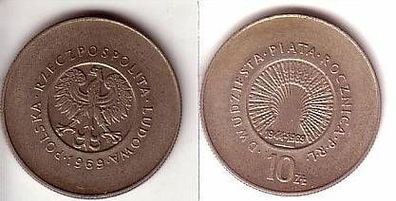 10 Zloty Nickel Münze Polen 1969 25. Jahrestag