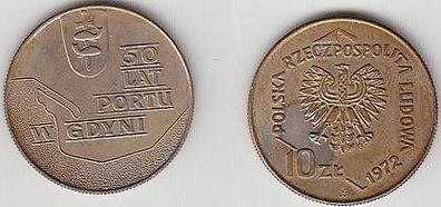 10 Zloty Nickel Münze Polen 1972 Hafen Gdynia