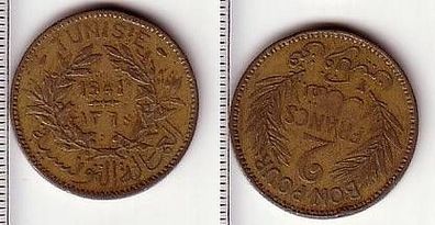 2 Francs Messing Münze Tunesien 1941