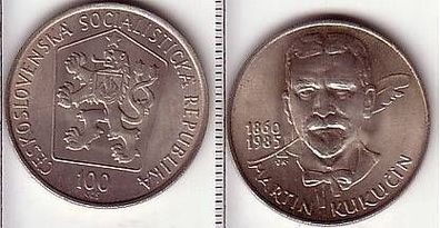 100 Kronen Silber Münze Tschechoslowakei 1985