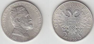 2 Schilling Silber Münze Österreich 1935 Karl Lueger