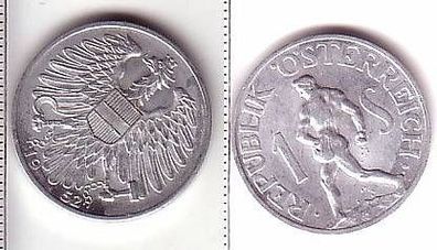 1 Schilling Aluminium Münze Österreich 1952