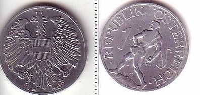 1 Schilling Aluminium Münze Österreich 1946