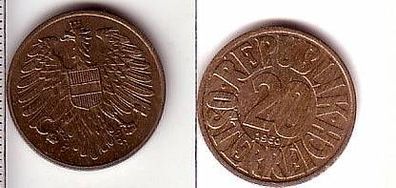 20 Groschen Messing Münze Österreich 1950