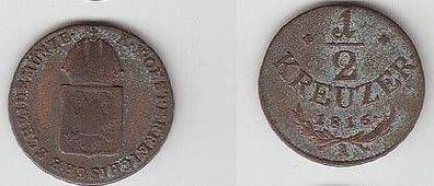 1/2 Kreuzer Kupfer Münze Österreich 1816 A