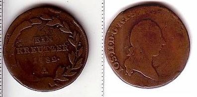 1 Kreuzer Kupfer Münze Österreich 1782 A