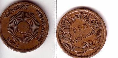 Dos Centavos Kupfer Münze Peru 1895