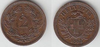 2 Rappen Kupfer Münze Schweiz 1883