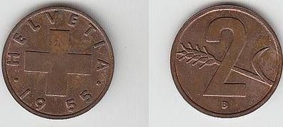 2 Rappen Kupfer Münze Schweiz 1955
